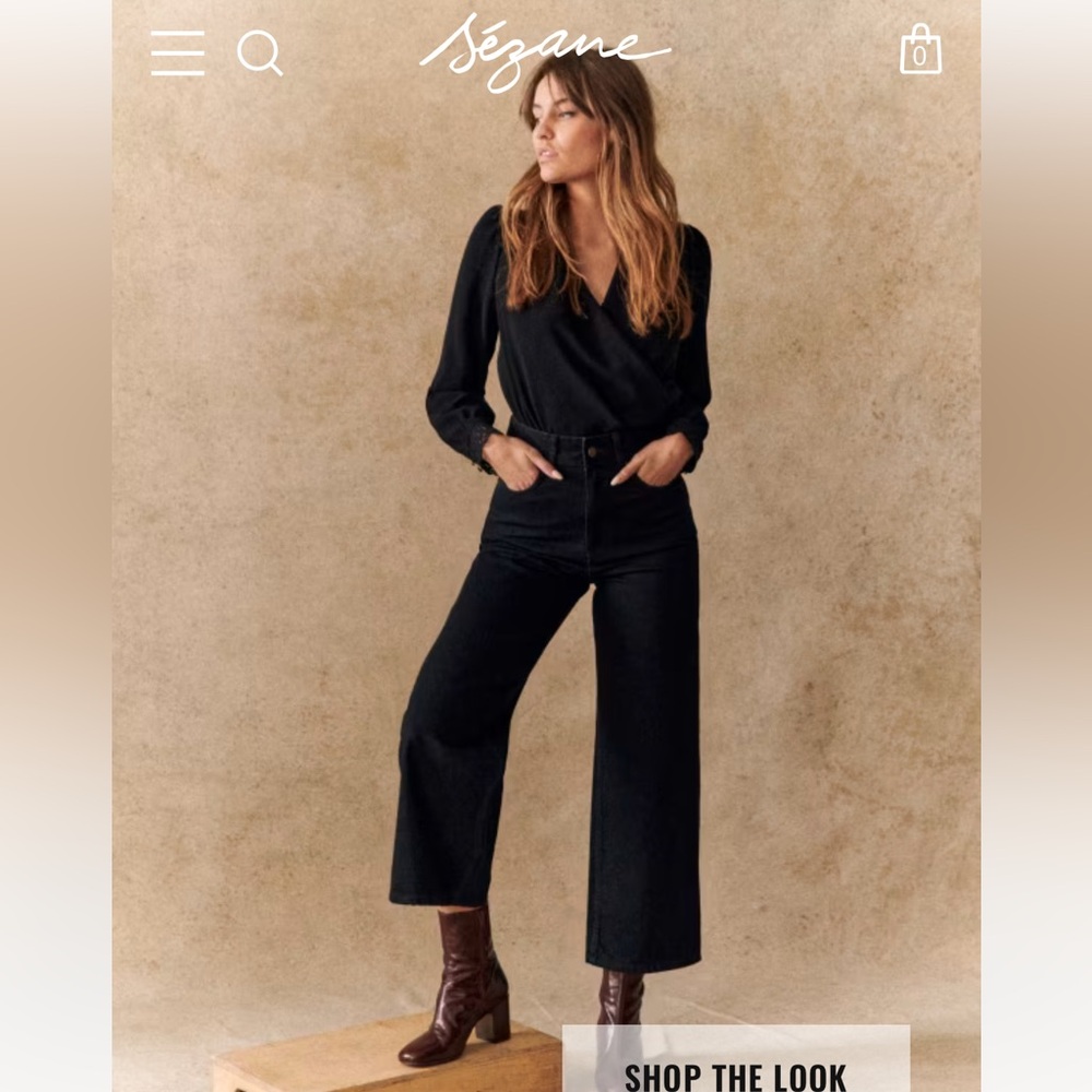 Sezane Black Le Crop Jeans High-Waisted Denim, Size 36 / US 4